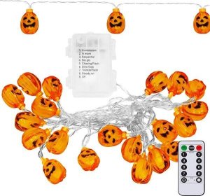 Springos Lampki na Halloween dynie girlanda łańcuch świetlny na baterie i pilota 20 LED UNIWERSALNY 6