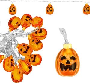 Springos Lampki na Halloween dynie girlanda łańcuch świetlny na baterie i pilota 20 LED UNIWERSALNY 7