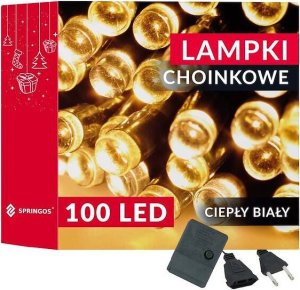 Lampki choinkowe Springos Lampki choinkowe 100 led biały ciepły 8,5 m oświetlenie świąteczne UNIWERSALNY 12