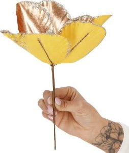 Springos Sztuczna magnolia gałązka kwiat złoty UNIWERSALNY 5