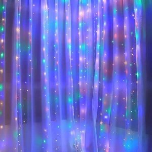 Lampki choinkowe Springos Kurtyna świetlna 200 led girlanda, lampki druciki wewnętrzno-zewnętrzne z programatorem multikolor UNIWERSALNY 14