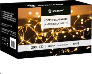 Lampki choinkowe Springos Kurtyna świetlna 200 led girlanda, lampki druciki wewnętrzno-zewnętrzne z programatorem multikolor UNIWERSALNY 2