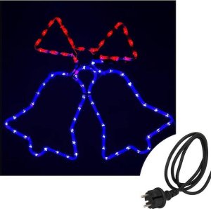 Springos Ozdoba świąteczna 72 Led lampki choinkowe dzwonki niebiesko-czerwone UNIWERSALNY 2