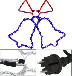 Springos Ozdoba świąteczna 72 Led lampki choinkowe dzwonki niebiesko-czerwone UNIWERSALNY 4