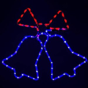 Springos Ozdoba świąteczna 72 Led lampki choinkowe dzwonki niebiesko-czerwone UNIWERSALNY 5