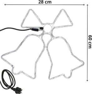 Springos Ozdoba świąteczna 72 Led lampki choinkowe dzwonki niebiesko-czerwone UNIWERSALNY 10