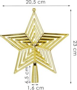 Springos Czubek na choinkę 23 cm szpic, ażurowa gwiazda złota UNIWERSALNY 7