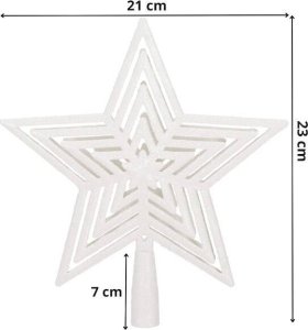 Springos Czubek na choinkę 23 cm szpic, ażurowa gwiazda biała brokatowa UNIWERSALNY 2