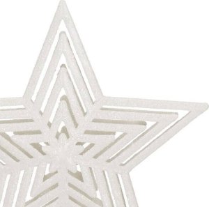 Springos Czubek na choinkę 23 cm szpic, ażurowa gwiazda biała brokatowa UNIWERSALNY 5