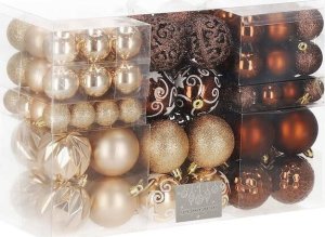 Dekoracja świąteczna Springos Bombki choinkowe 101 szt. ozdoby świąteczne zestaw z gwiazdą brązowe, rose gold UNIWERSALNY 25