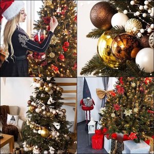 Dekoracja świąteczna Springos Bombki choinkowe 101 szt. ozdoby świąteczne zestaw z gwiazdą brązowe, rose gold UNIWERSALNY 4