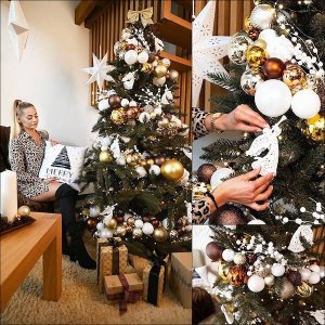 Dekoracja świąteczna Springos Bombki choinkowe 101 szt. ozdoby świąteczne zestaw z gwiazdą brązowe, rose gold UNIWERSALNY 5