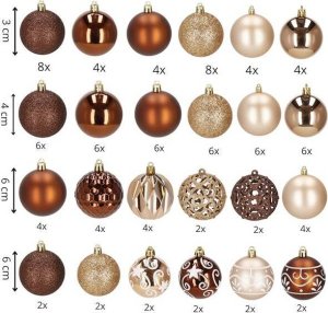 Dekoracja świąteczna Springos Bombki choinkowe 101 szt. ozdoby świąteczne zestaw z gwiazdą brązowe, rose gold UNIWERSALNY 8