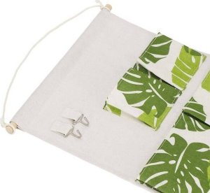 Springos Organizer do przechowywania zabawek pojemnik z 5 kieszeniami, wiszący beżowy w liście UNIWERSALNY 4