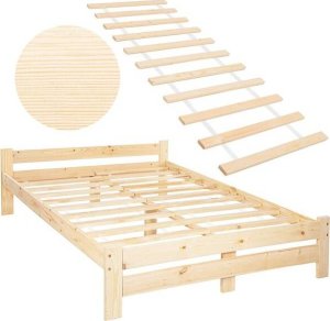 Springos Łóżko drewniane dwuosobowe 200x160 cm ze stelażem 200 kg jasnobrązowe UNIWERSALNY 1