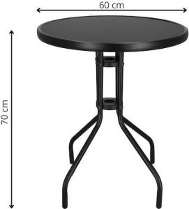 Springos Stolik ogrodowy okrągły 60 cm na balkon metal i szkło hartowane czarny UNIWERSALNY 14