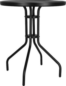 Springos Stolik ogrodowy okrągły 60 cm na balkon metal i szkło hartowane czarny UNIWERSALNY 8