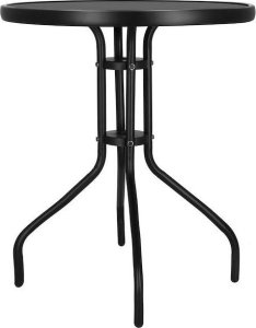 Springos Stolik ogrodowy okrągły 60 cm na balkon metal i szkło hartowane czarny UNIWERSALNY 9