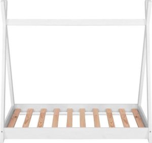 Springos Łóżko dziecięce 145x75cm drewniane łóżeczko tipi ze stelażem, domek dla dziecka, białe UNIWERSALNY 2