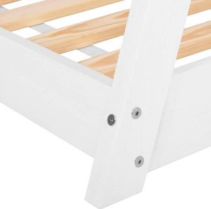 Springos Łóżko dziecięce 145x75cm drewniane łóżeczko tipi ze stelażem, domek dla dziecka, białe UNIWERSALNY 4
