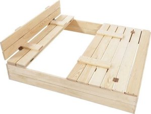 Springos Piaskownica drewniana, zamykana z ławeczkami 120x120 cm UNIWERSALNY 2