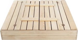 Springos Piaskownica drewniana, zamykana z ławeczkami 120x120 cm UNIWERSALNY 4