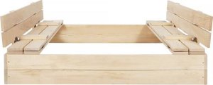Springos Piaskownica drewniana, zamykana z ławeczkami 120x120 cm UNIWERSALNY 10