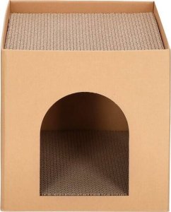 Springos Drapak dla kota, kartonowy domek z drapakiem dla kota 30x30x30 cm legowisko dwupoziomowe, pudełko brązowe UNIWERSALNY 7