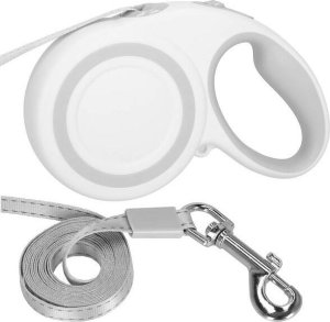Springos Smycz taśmowa, automatyczna dla psa L - do 50kg długość: 5m biała, szara UNIWERSALNY 3