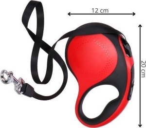 Springos Smycz dla psa taśmowa, automatyczna z pojemnikiem na worki, L - do 50 kg dł.: 5m czarno-czerwona UNIWERSALNY 11