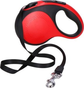 Springos Smycz dla psa taśmowa, automatyczna z pojemnikiem na worki, L - do 50 kg dł.: 5m czarno-czerwona UNIWERSALNY 6