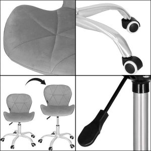 Krzesło biurowe Springos Fotel biurowy obrotowy krzesło na kółkach, do nauki, pracy przed komputerem szare UNIWERSALNY 3