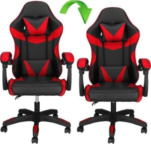 Krzesło biurowe Springos Fotel gamingowy, biurowy z regulacją nachylenia oparcia, krzesło obrotowe dla gracza, ekoskóra, czarno-czerwony UNIWERSALNY 10