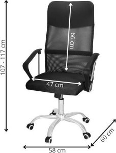 Krzesło biurowe Springos Fotel biurowy obrotowy regulowany krzesło na kółkach, do pracy przed komputerem czarne UNIWERSALNY 13