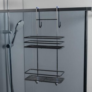 Koszyk prysznicowy YokaHome Koszyk łazienkowy 2 półki zawieszany pod prysznic z metalu czarny 11