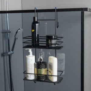 Koszyk prysznicowy YokaHome Koszyk łazienkowy 2 półki zawieszany pod prysznic z metalu czarny 2