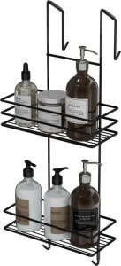 Koszyk prysznicowy YokaHome Koszyk łazienkowy 2 półki zawieszany pod prysznic z metalu czarny 5