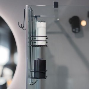 Koszyk prysznicowy YokaHome Koszyk łazienkowy 2 półki zawieszany pod prysznic z metalu czarny 7