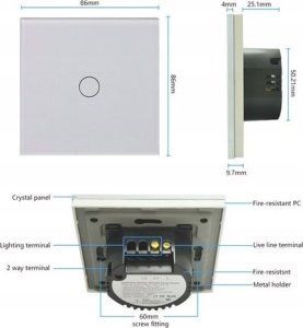 BSEED DOTYKOWY WŁĄCZNIK ŚWIATŁA 1K POJEDYNCZY SZKLANY 4