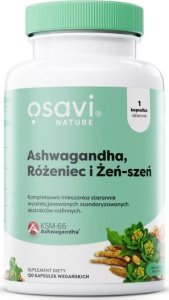 Osavi Osavi Ashwagandha KSM-66, Różeniec i Żeń-szeń - 60 kapsułek 1