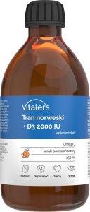 Triton Vitaler's Tran norweski Omega-3 1200 mg + D3 2000 IU smak pomarańczowy - 250 ml 1