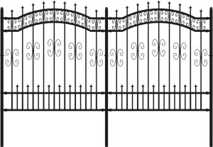 vidaXL Ogrodzenie z grotami, czarne, 165 cm, malowana proszkowo stal 2