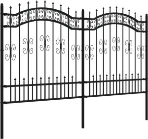 vidaXL Ogrodzenie z grotami, czarne, 165 cm, malowana proszkowo stal 3