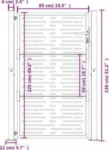 vidaXL Furtka ogrodowa, 105x130 cm, stal kortenowska, motyw prostokąty 11