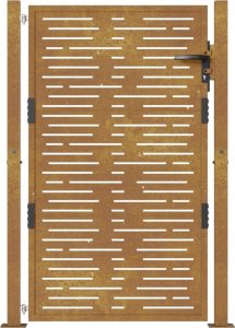 vidaXL Furtka ogrodowa, 105x130 cm, stal kortenowska, motyw prostokąty 4