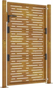 vidaXL Furtka ogrodowa, 105x130 cm, stal kortenowska, motyw prostokąty 5