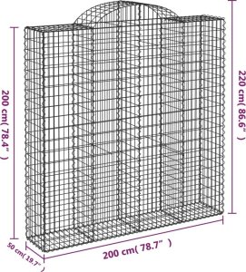 vidaXL Łukowaty kosz gabionowy 200x50x200/220 cm, galwanizowane żelazo 5