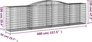 vidaXL Łukowaty kosz gabionowy, 400x50x100/120cm, galwanizowane żelazo 5