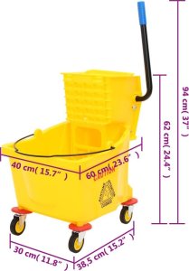 vidaXL Wiaderko z wyżymaczką do mopa, na kółkach, żółte, 36 L, PP 8