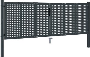 vidaXL Brama ogrodowa, antracytowa, 300x125 cm, stal 2